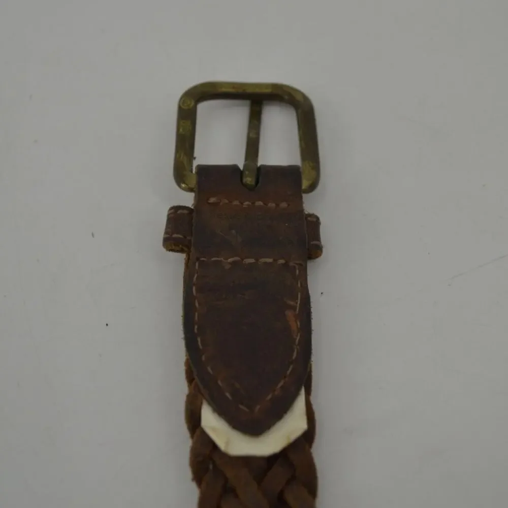 Jesse Alaniam Belt Braided Brown Leather Brass Buckle Size M